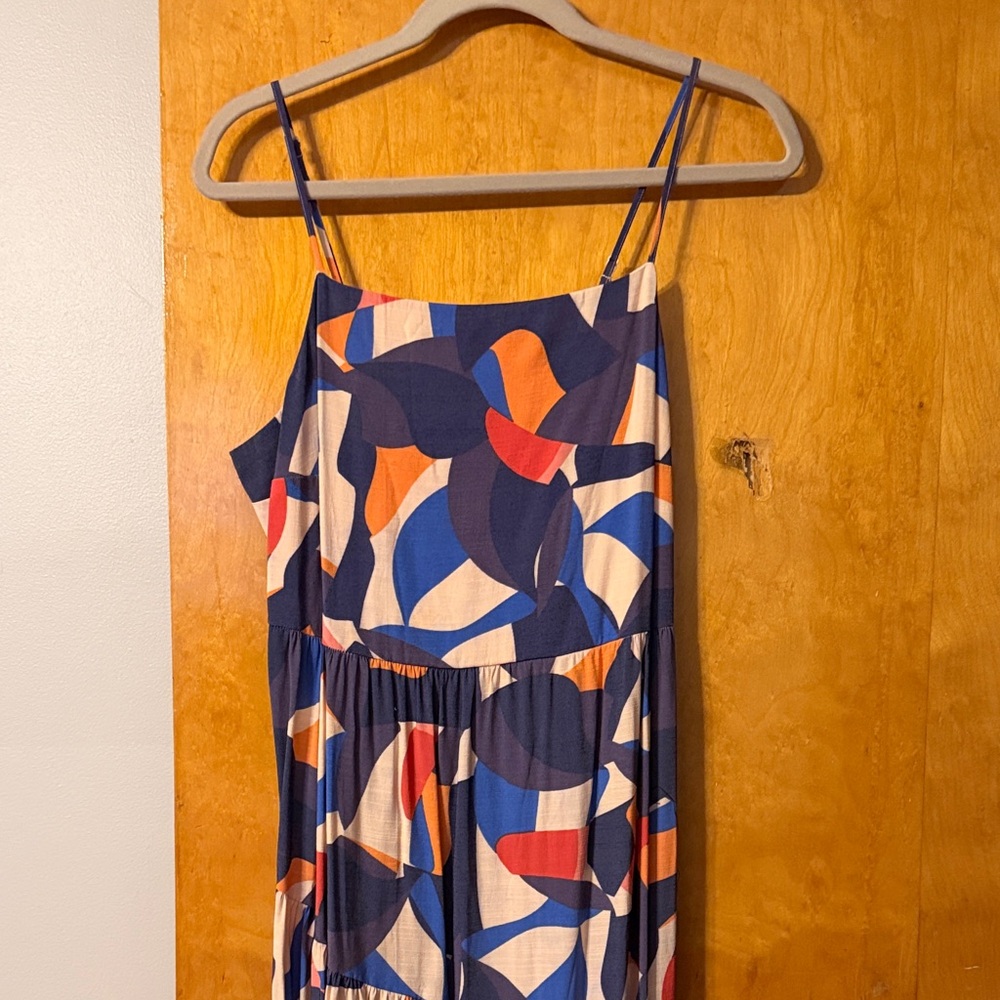 Nine West Blue and Orange Geometric Maxi Dress